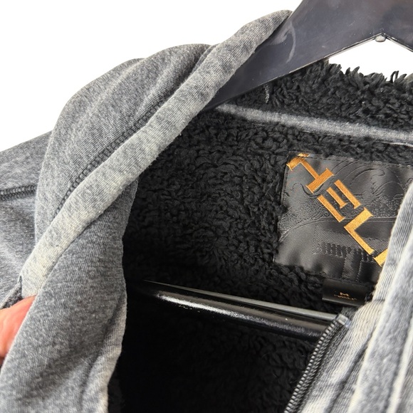Vintage Y2K Helix Sherpa Lined Faded Grunge Style Full Zip Hoodie Size M - Picture 8 of 9